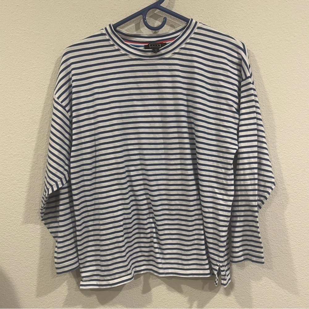 AYR size small Pima cotton blue and white stripe shirt basic old money quiet lux - Picture 1 of 8